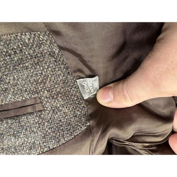 Imperial By Haggar Brown 100% Pure Wool Elbow Patch Two Button Blazer Jacket 46 - Picture 10 of 12